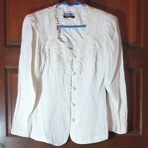 Vintage Dressy Cream Rayon Jacket Size 7 MARNIE